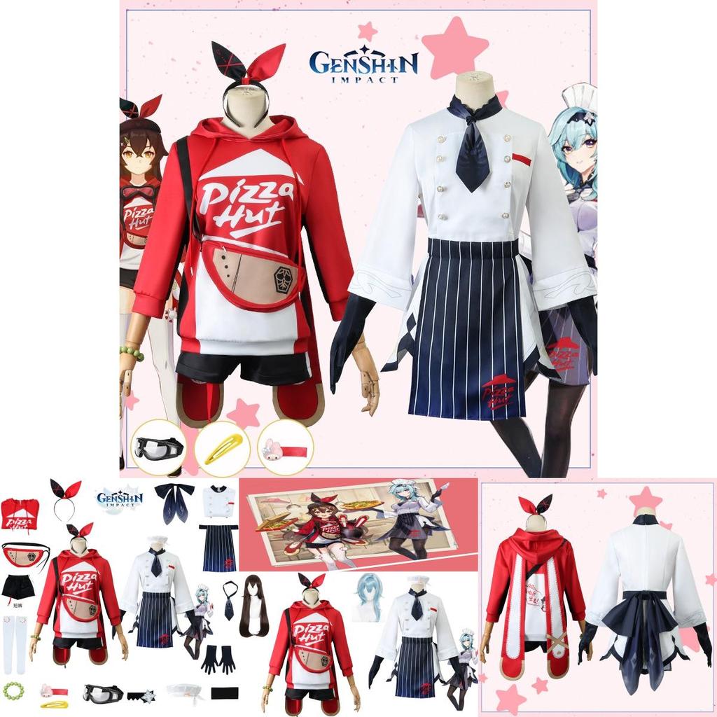 Exquisite Genshin Impact X Pizzahut Amber Eula Wig Cosplay Costume For Halloween