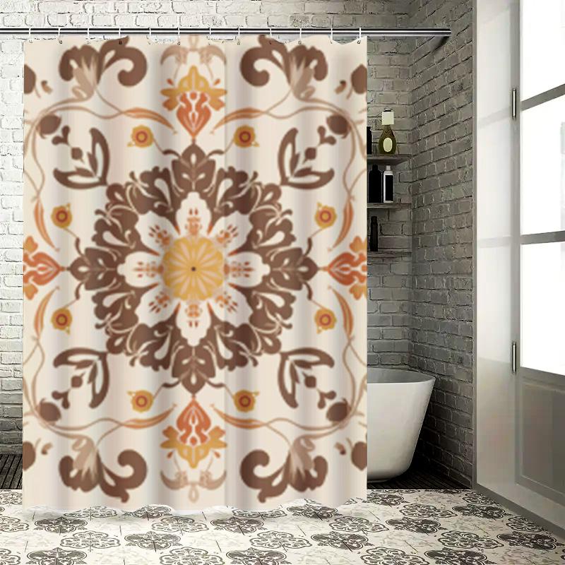 Vintage Floral Printed Shower Curtain Set Bathroom Decor Waterproof Fabric Decoration Home Decorate