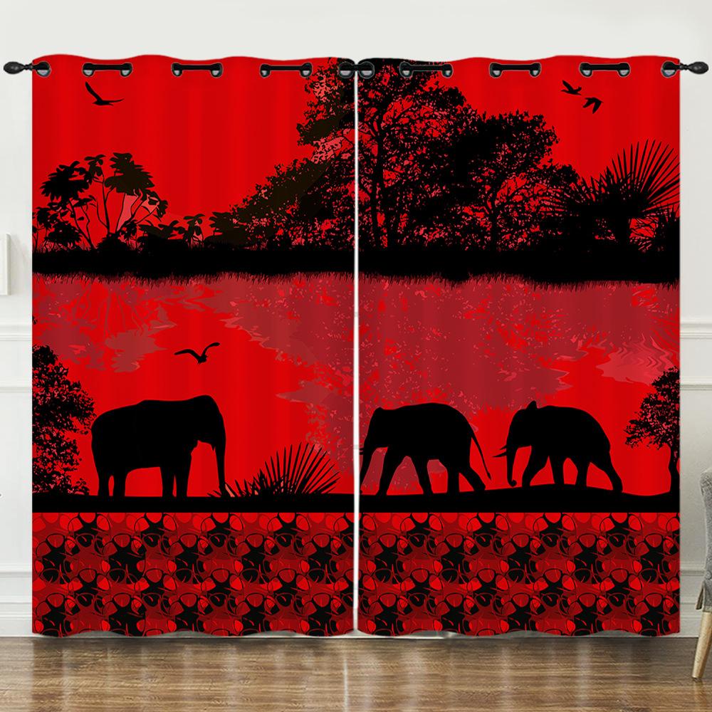 Curtain Dinosaur World 3D Digital Printing Blackout Curtain Punching