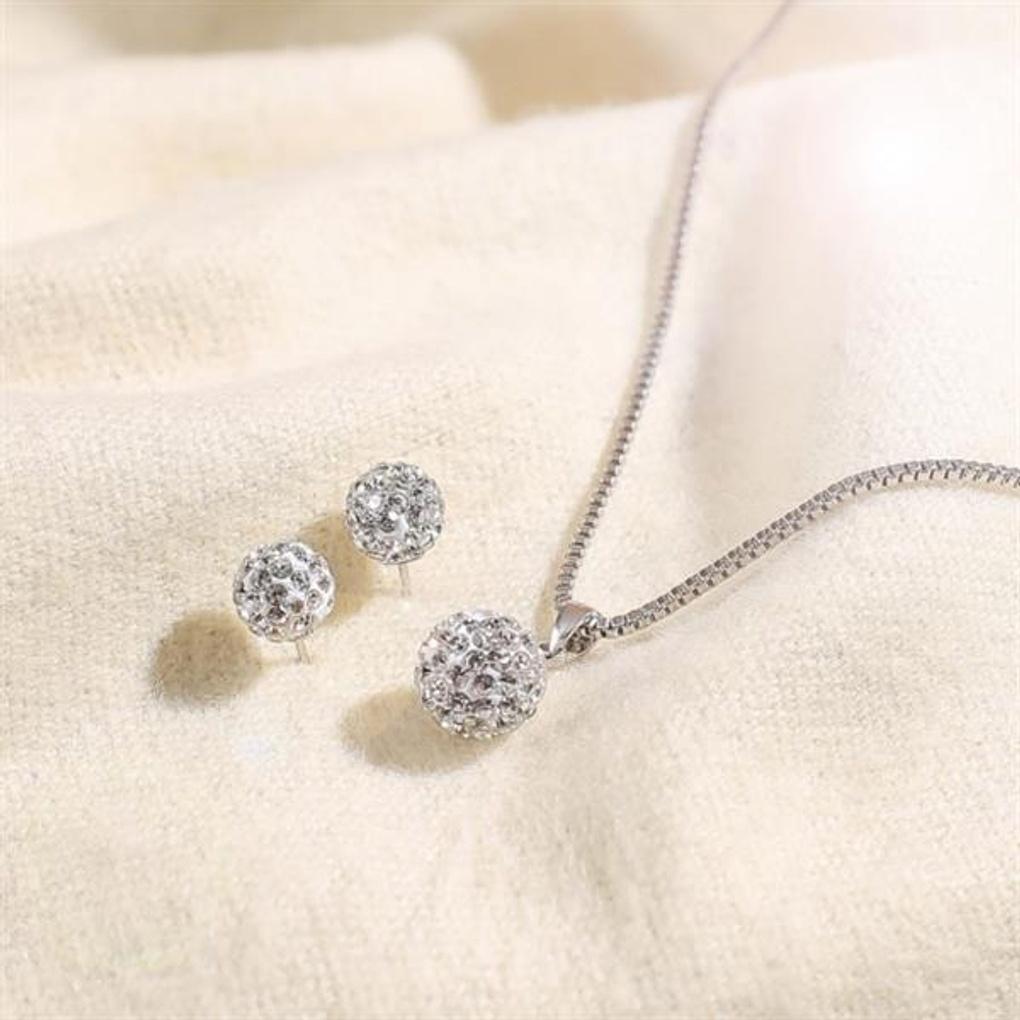Shine Ball Necklace and Earrings Set Jewelry Gift Set