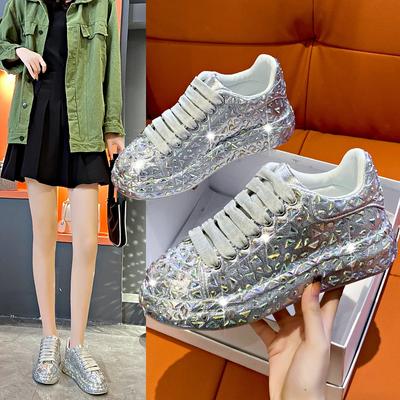 Spring Fashion Luxury Rhinestone Vulcanized Shoes New Platform Women's Sneakers Lace Up Outdoor Female Walking Shoes