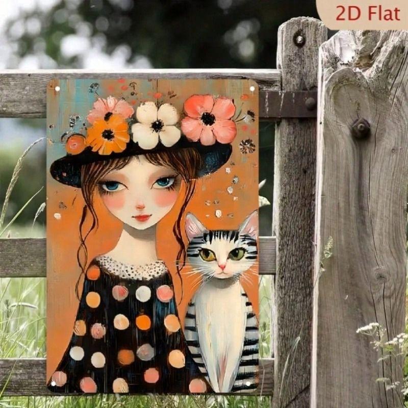 Vintage Cat Flowers Metal Sign Wall Decor Joom