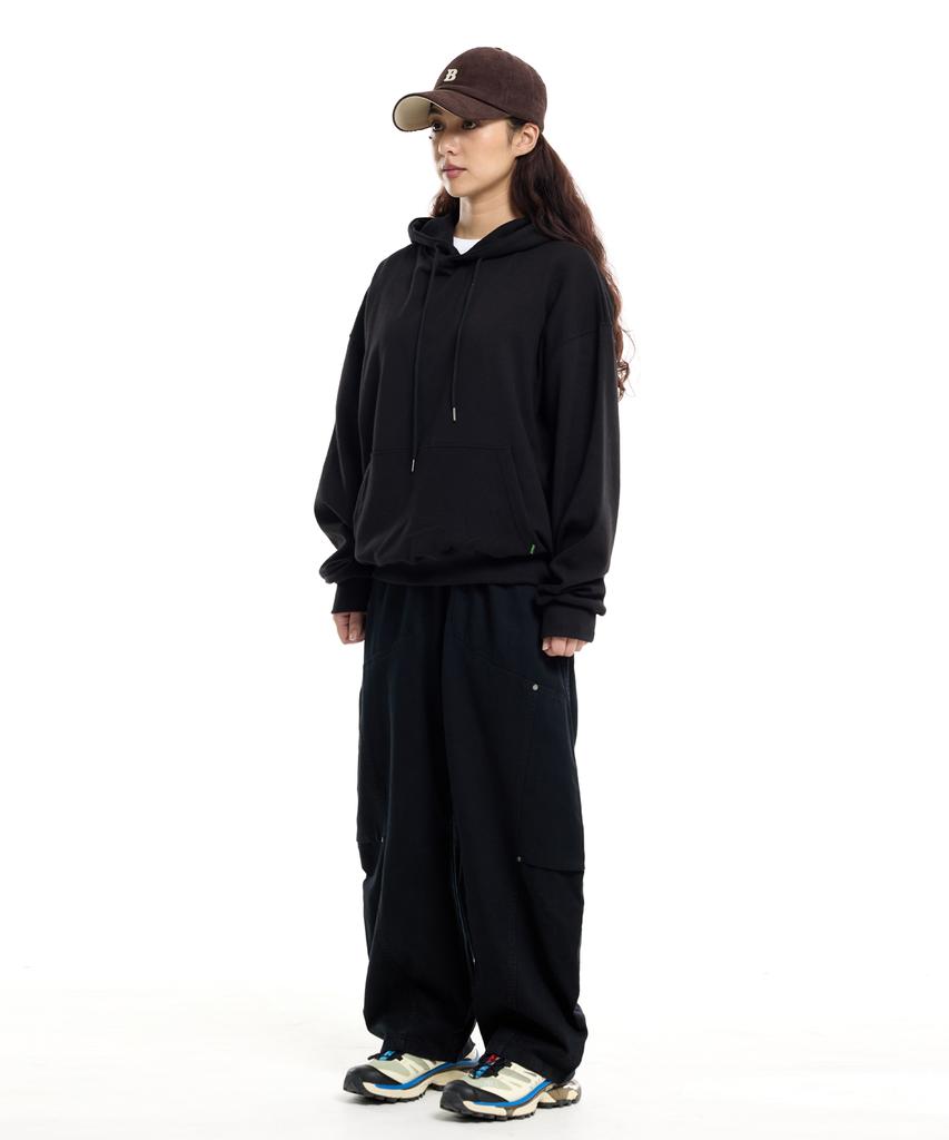 CREAM SODA LAB Wide Cut Rivet Point Elastic Waist Pants Black