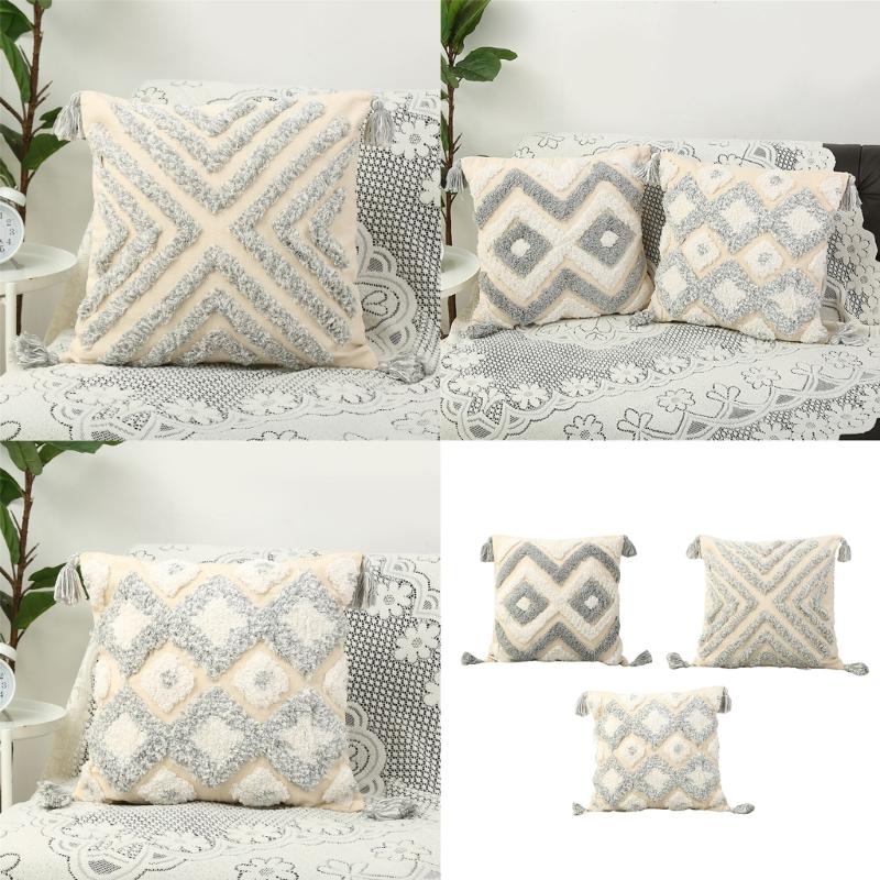 Pillowcase Tufted Throw Pillow Covers Cushion Slipcover for Living Room Bedroom Sofa Couch Home Decoration 45x45cm