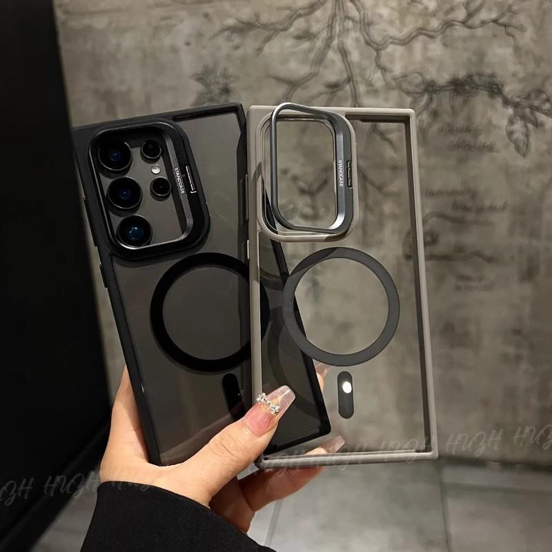 Applicable to Samsung S26ULTRA magnetic mobile phone case metal invisible U1 bracket S24FE transparent magnetic protective case