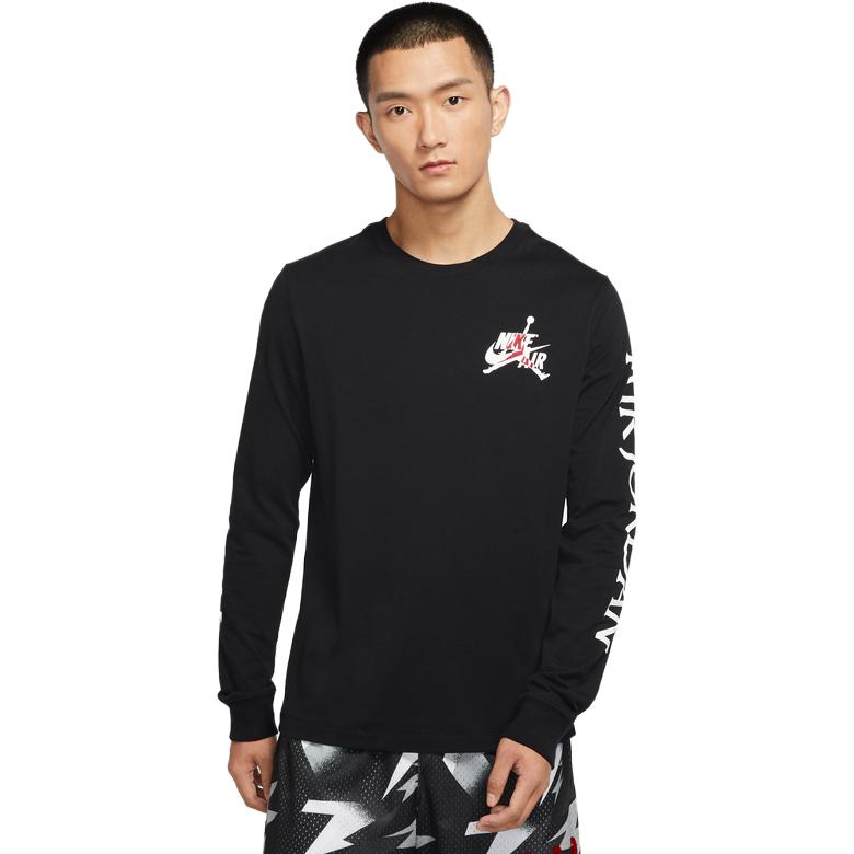 Męska koszulka z długim rękawem typu crewneck z nadrukiem logo Air Jordan, czarna, DN1447-010