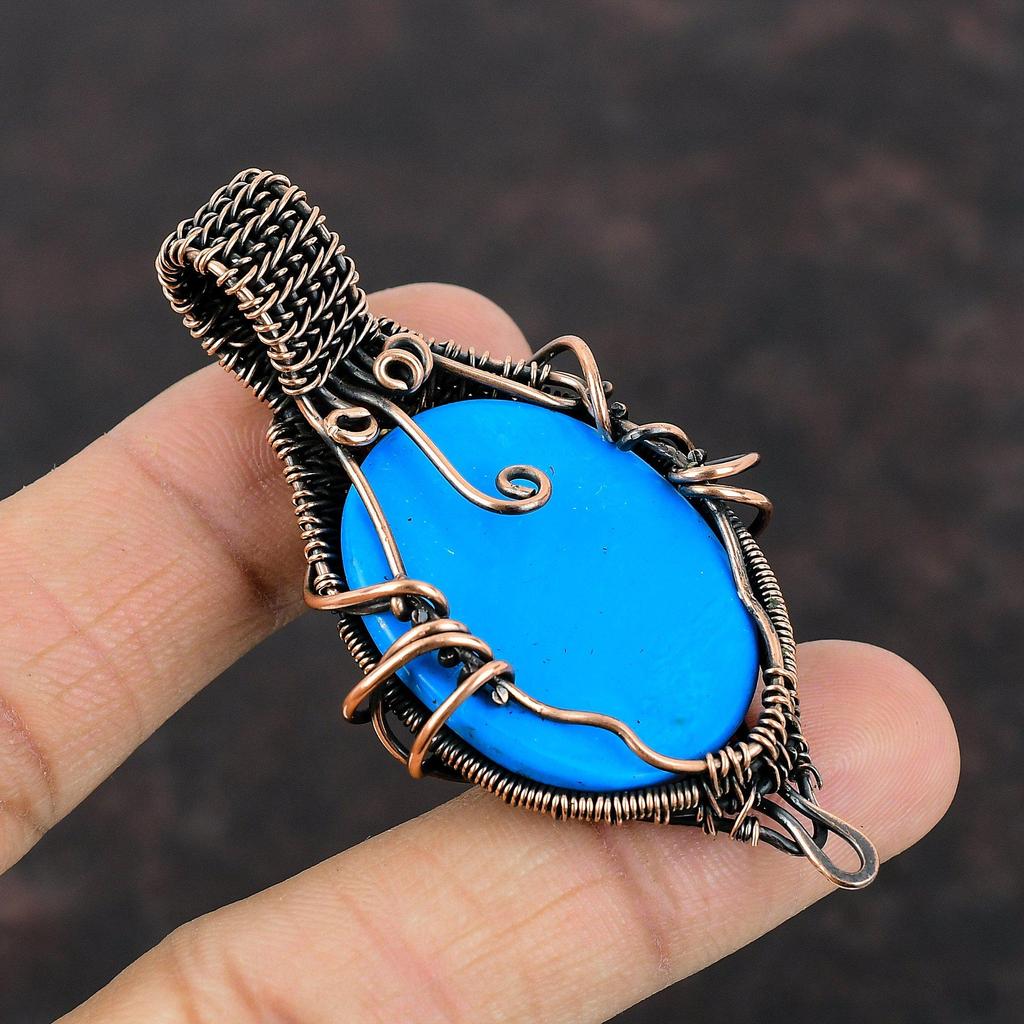 Sleeping Beauty Turquoise Pendant Copper Wire Wrapped Pendant Handmade Unique Pendant Copper Jewelry For Women Gemstone Pendant Gift For Her