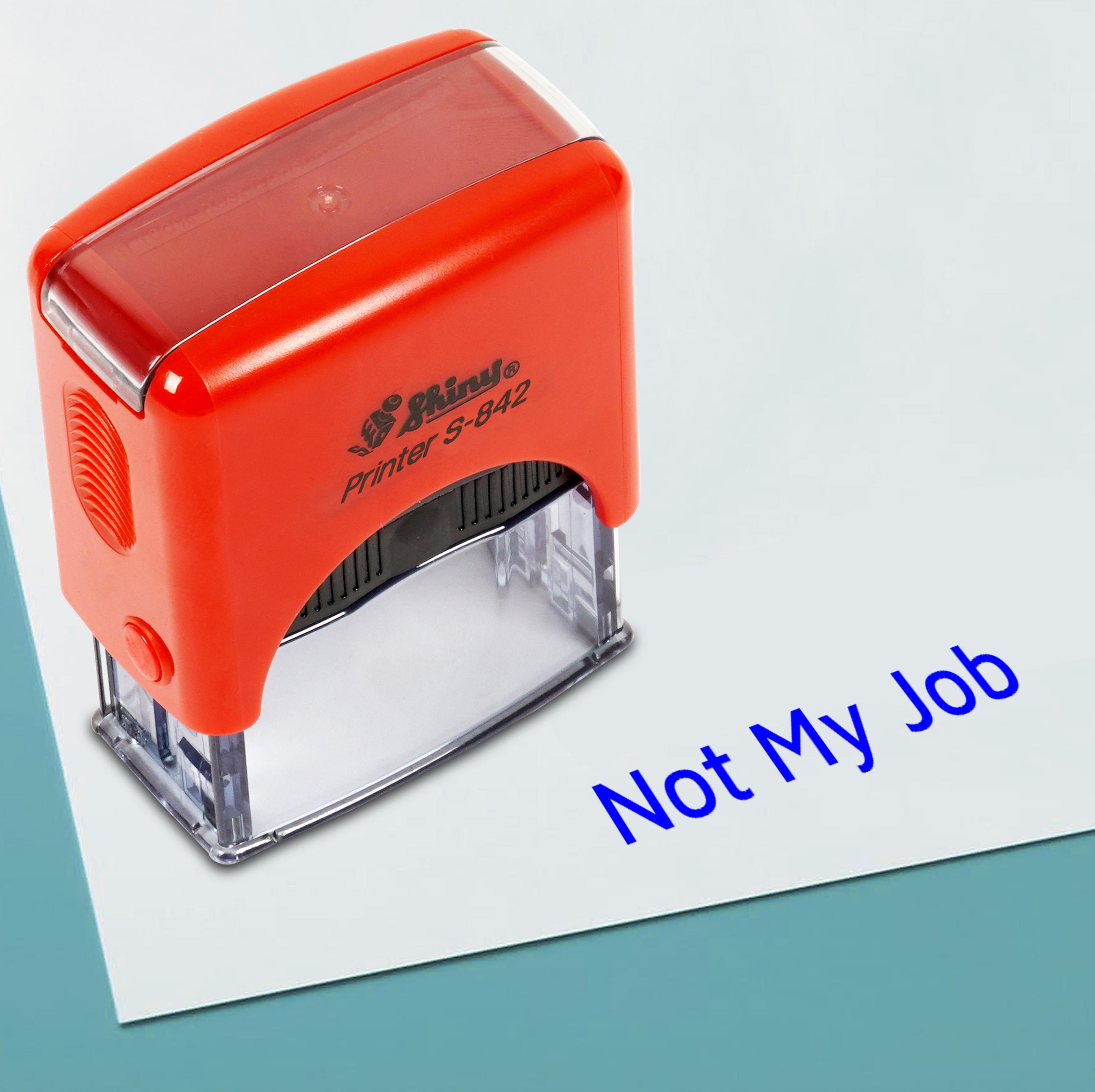 

Printtoo Not My Job Self Inking Rubber Stamp Pre,Inked Office Stamp, Home Office Business Stationery, 38 x 14 mm, Blue-38 x 14 mm синій