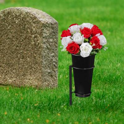 Vase de cimetière Porte-fleurs Amovible Décoration de cimetière avec piquet Floral commémoratif pour