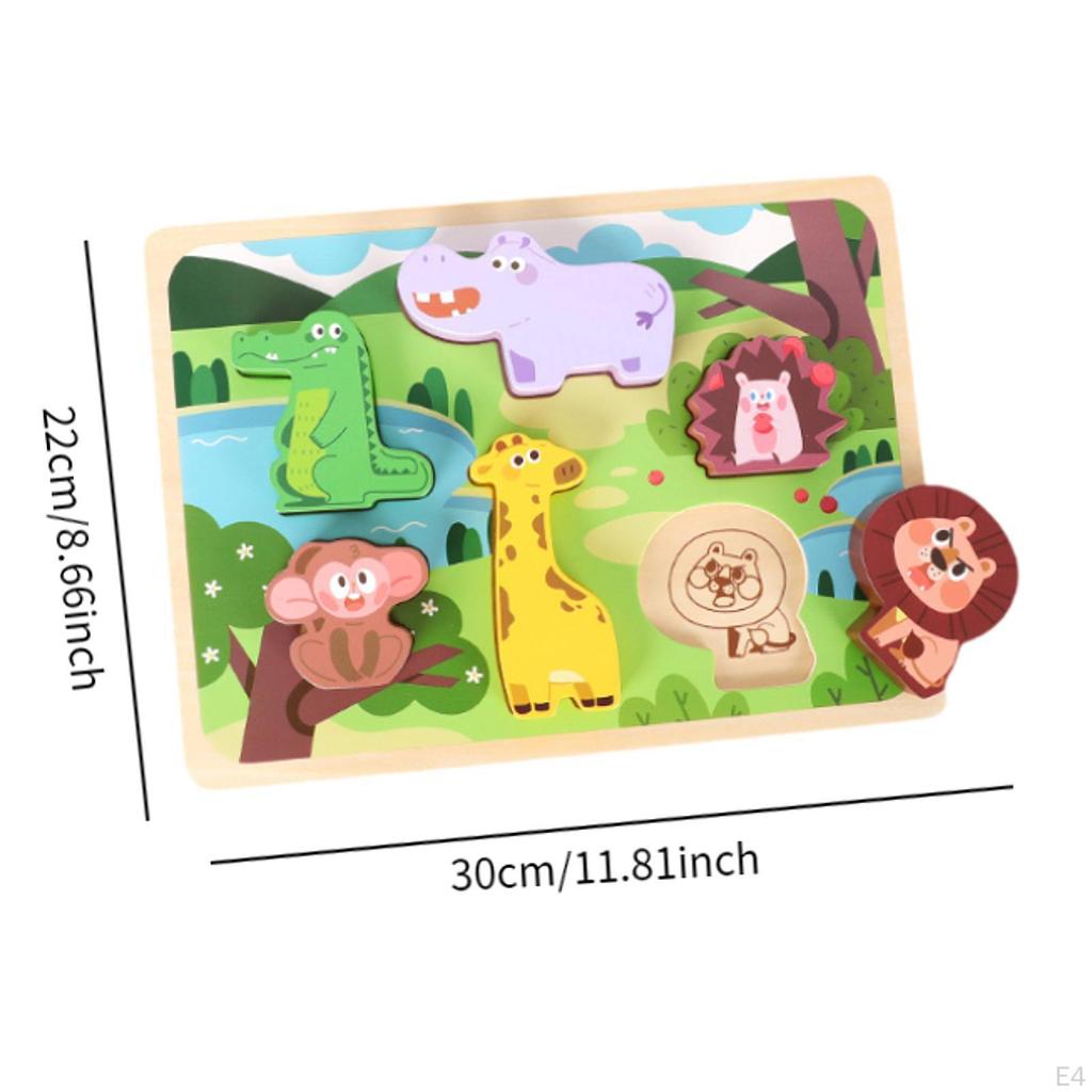 Wooden Jigsaws Puzzle Early Learning Toy Sturdy Developmental Montessori Toys for Baby 1 2 3 Year