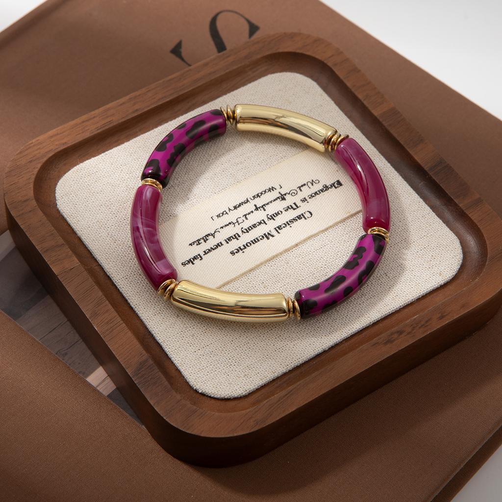 Geometric Round Pipe Bend Bracelet Female Leopard Print Personalized Bamboo High-End Sense Trend Bracelet Jewelry