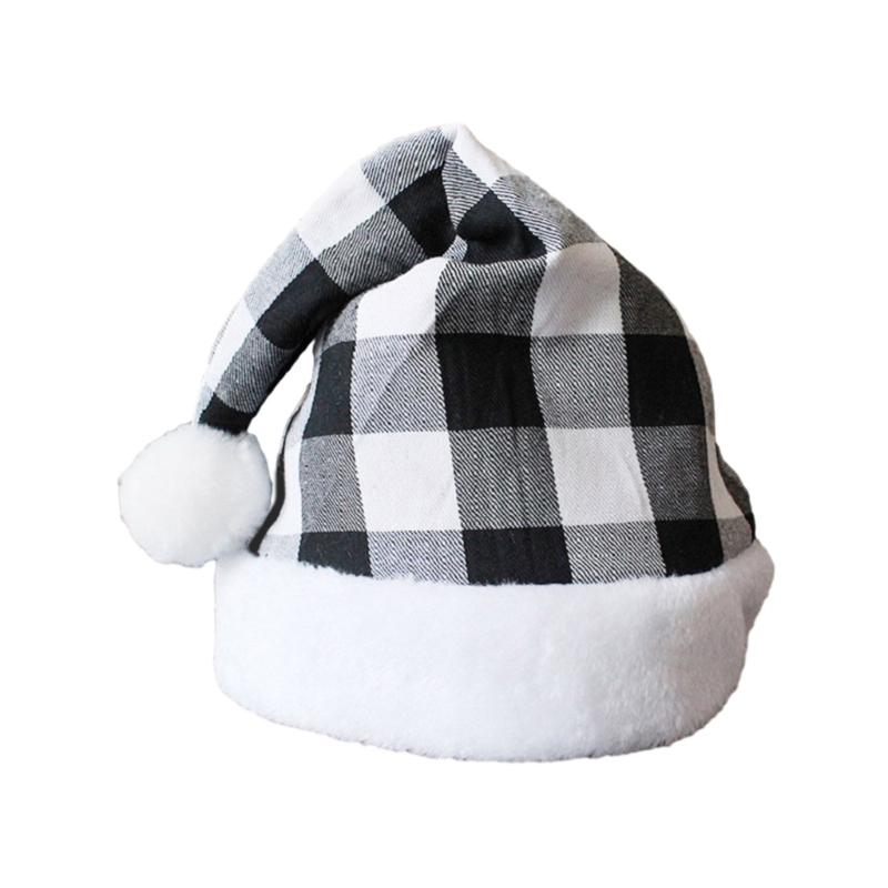 Adult Cosplay Santa Hat Comfortable Hat Traditional Lattice Pattern Christmas Santa Hat for Adult New Year Presents