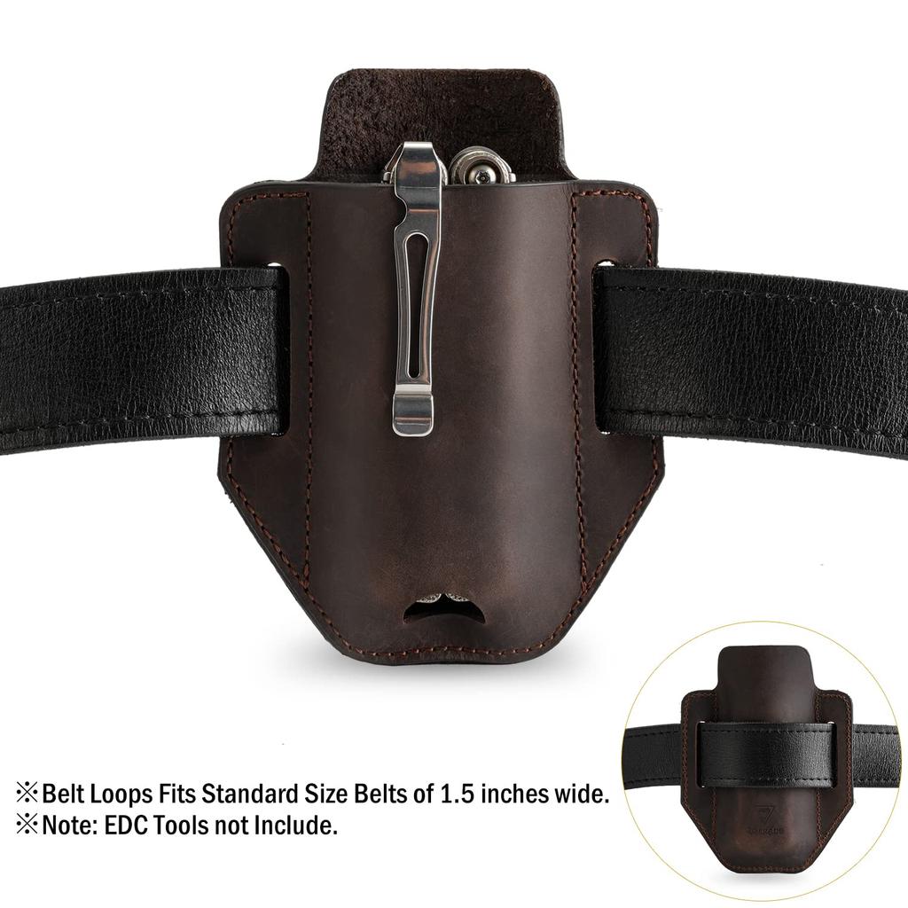 VIPERADE PJ31 Belt Flashlight EDC Pocket Pouch Leather Belt Sheath EDC Holster Multi-Tool Sheath, Holster, Men's Sheath, (Brown)
