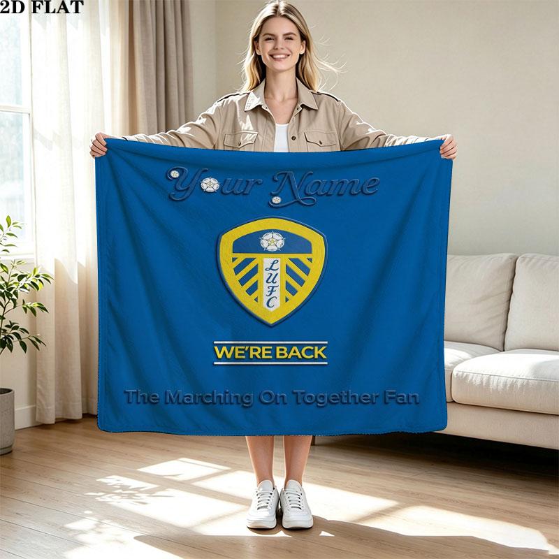 1PC Leeds United Custom Name Patterned Flannel Blanket Suitable For All Seasons for Home Decor Warmth and Comfort Gifts Holiday Present