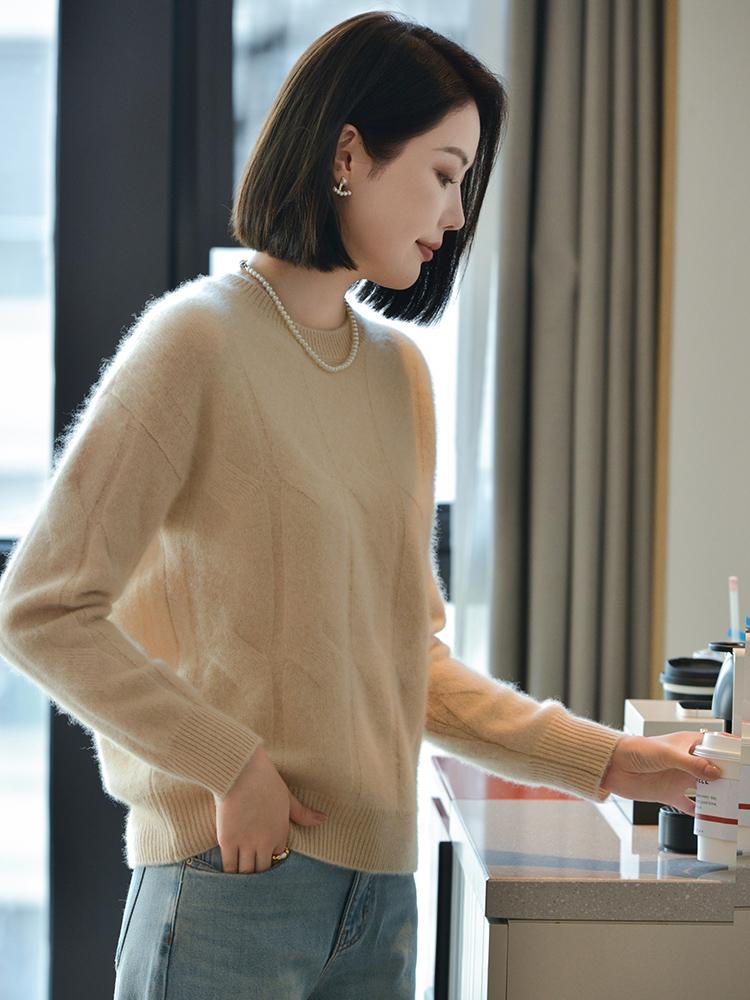 Dámský kašmírový svetr Qinghe kašmír 30% kašmír 70% vlna podzimní a zimní kašmírový svetr měkký a teplý