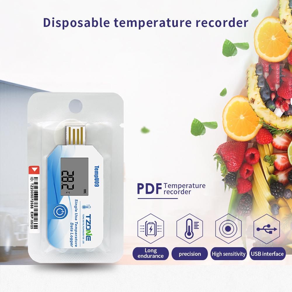 TempU09 USB Temperature Recorder Single Use Temperature Data Logger 32000 Points PDF Reporter Temp Monitor for Warehouse Storage
