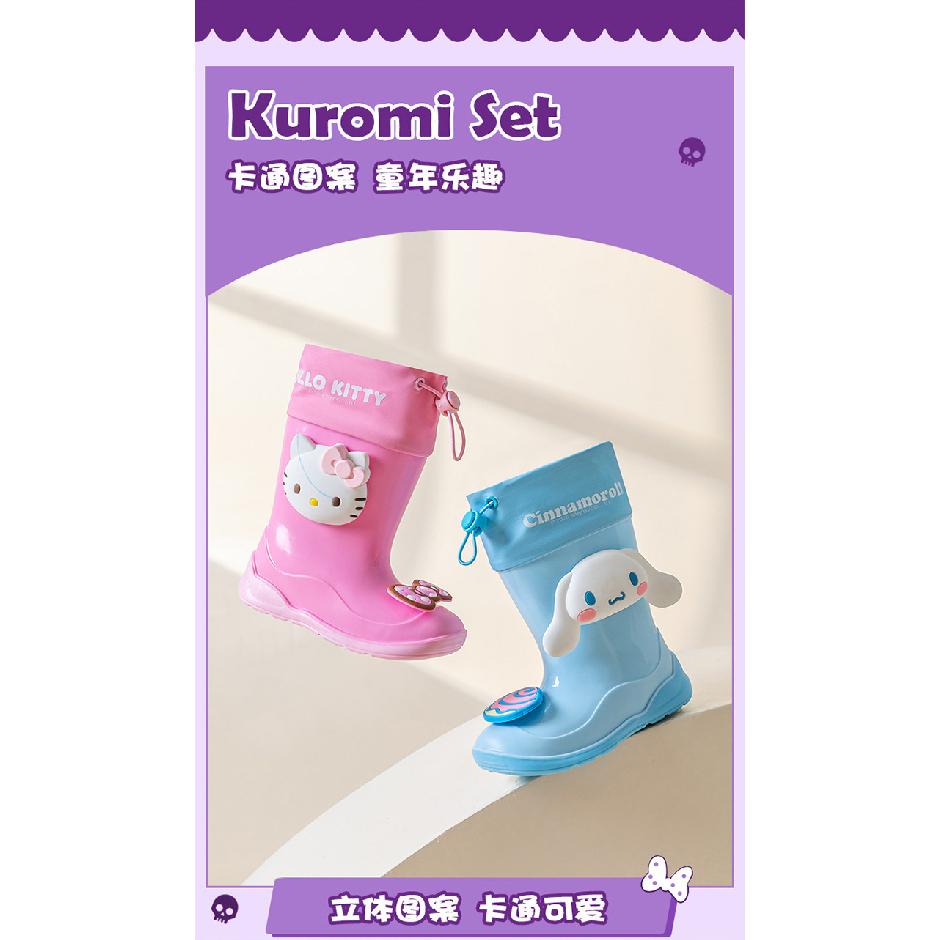Children's Rain Boots Girls' Water Boots Non-Slip Waterproof Rain Boots Girls' Kuromi Kindergarten Kids' Water Shoes