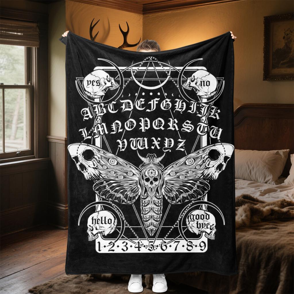 1PC Spirit Board Ouija Print Plush Blanket Perfect All Seasons Soft Comfortable Sofa Office Travel Festive Gift