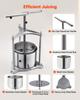 Fruit Wine Press, 1.6 Gallon/6L, Stainless Steel Manual Juice Maker with Powerful T-Shaped Handle, Juice Making for Apple/Grape/Orange/Berry,