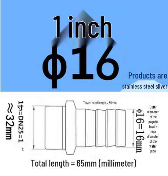 304 Stainless Steel Hex Threaded Water Hose Barb Connector