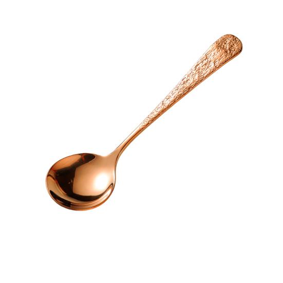 Edelstahllöffel mit rutschfestem Griff Hammermuster-Design Suppe Reis Nudeln Löffel Multifunktional