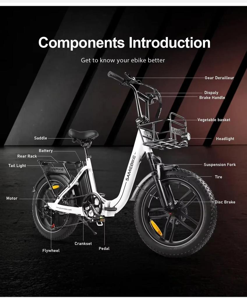 C05 Pro Fold Electric Bike 500W Motor 36V13AH City Travel Commute Electric Bicycle 20*4.0 Inch Tire USB Phone Charging E-bike