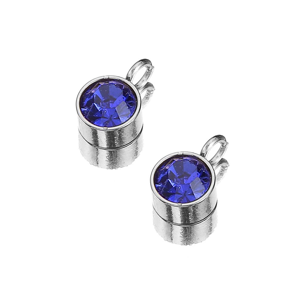 10pcs Stainless Steel Birthstones 6mm Zircon Charms Pendants Rhinestone Crystal Beads for Necklace Bracelet Jewelry Making DIY