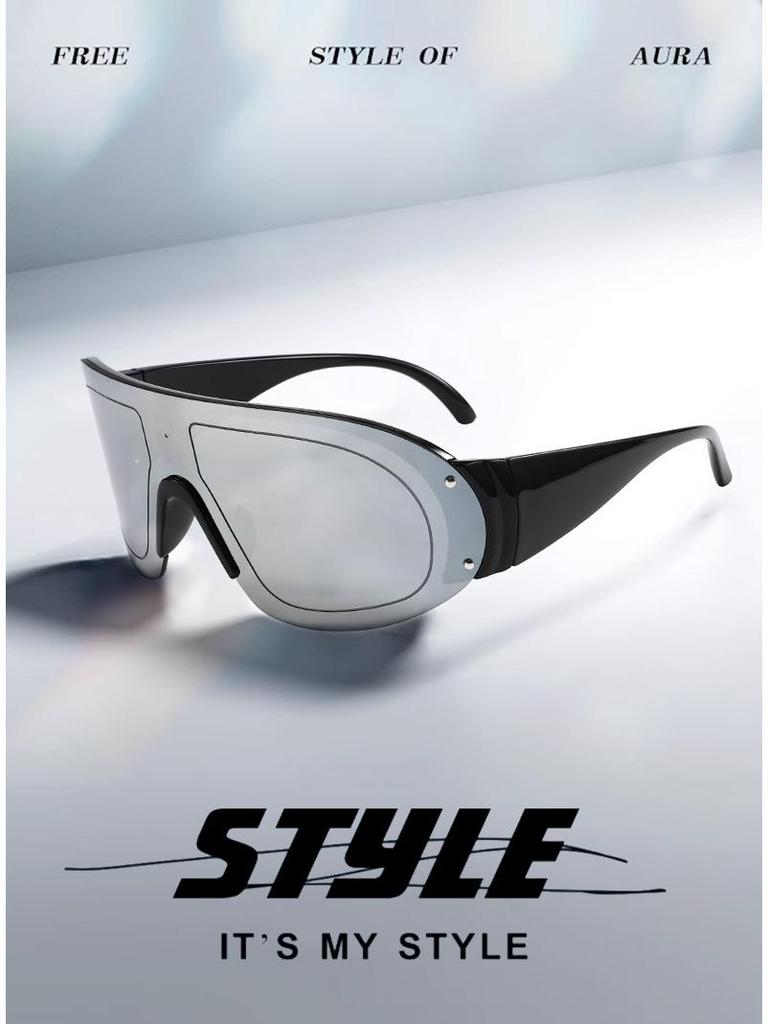 Windproof UV-Protection Sunglasses: Stylish Unisex Large Frame for Outdoor Fashion