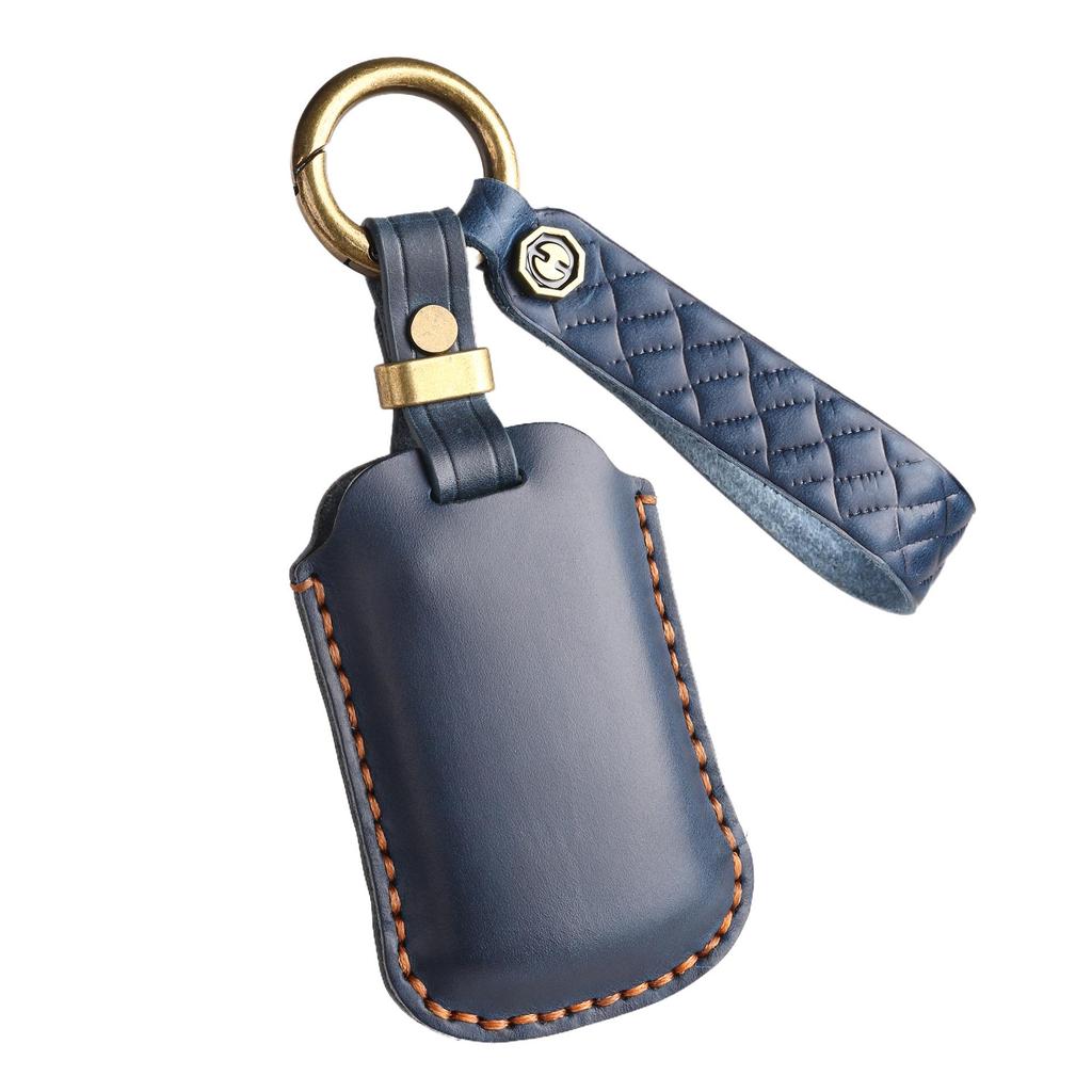 Handmade Cowhide Key Cover for KIA K9 - Retro Style Protective Shell with Buckle