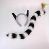 Plush Raccoon Ears and Tail Costume Set with Arched Ear Headbands, Two-Piece Animal Accessories for Cosplay and Costume Balls
