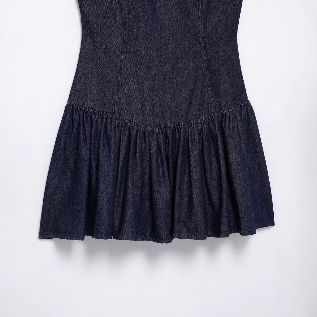 TAOP&ZA Women's Spring 2026 Denim-Effect Sleeveless Waist-Cinched Dress
