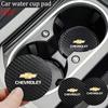 2Pcs Carbon Fiber Leather Coaster Car Water Cup Anti-slip Pad Mat Auto Interior For Chevrolet CRUZE Spark Captiva Tracker SS Z71