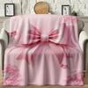 A Cozy Pink Flannel Blanket with a Bow Pattern - Soft and Warm, Perfect for Camping, Lounging On the Sofa, Bed, or Chair; a Grea