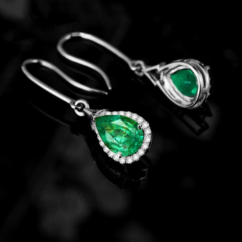 BELLA BOX Europe And The United States New Temperament Water Drop Shape Simulation Emerald Tourmaline Color Jewel Earrings Mother's Day Gift