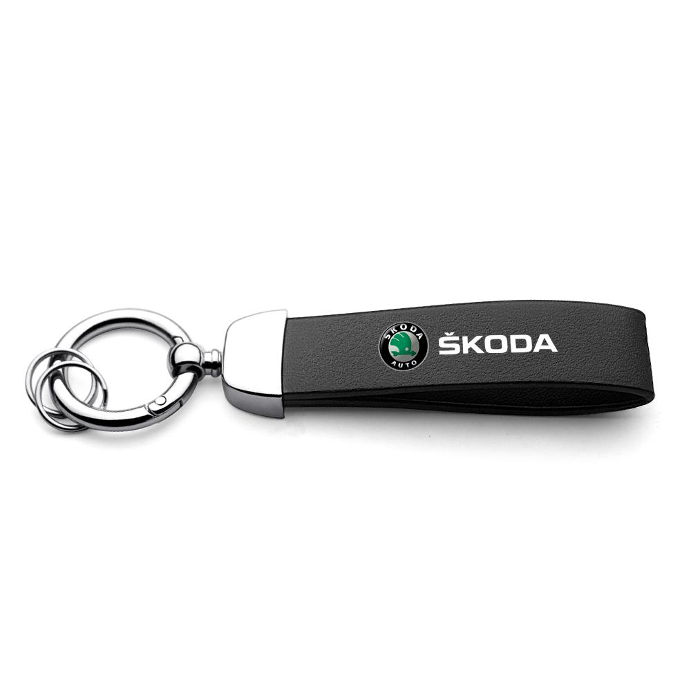 WOHE7 Car Logo Keychain Key Ring Chain Pendant Gifts For Skoda Octavia Kodiaq Fabia Karoq Superb Rapid Felicia RS Hubcap Accessories