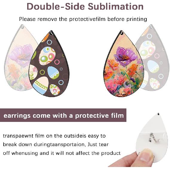 210 pcs Sublimation Earring Teardrop Blanks Bulk Double-Sided MDF Wood 70 Blank Sublimation Earring with 70 Earring Hooks and 70 Jump Rings for