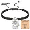 Small Animal Themed Gifts Cute Highland Cow Bracelet for Women, Metal Charm Adjustable Woven Rope Wristband with Card, Handmade Braided String