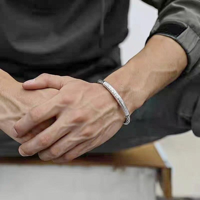 Vintage Inspired Six Word Mantra Adjustable Bracelet For Men Fashion Statement Jewelry Retro Charm Spiritual Meaning