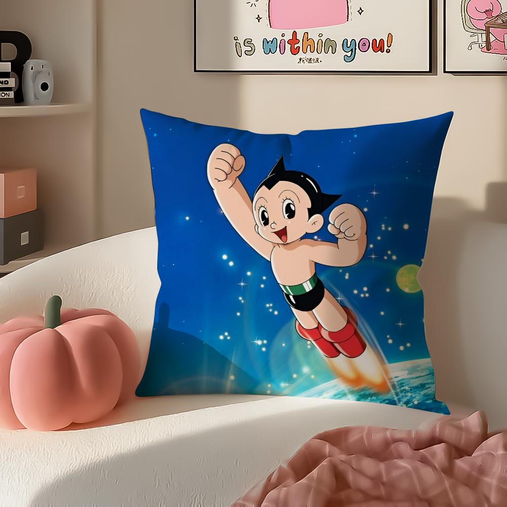 Classic Japanese Anime AAstroboy Cushion Cover Pillowcase Short Plush Invisible Zipper Room Sofa Cushion Cover