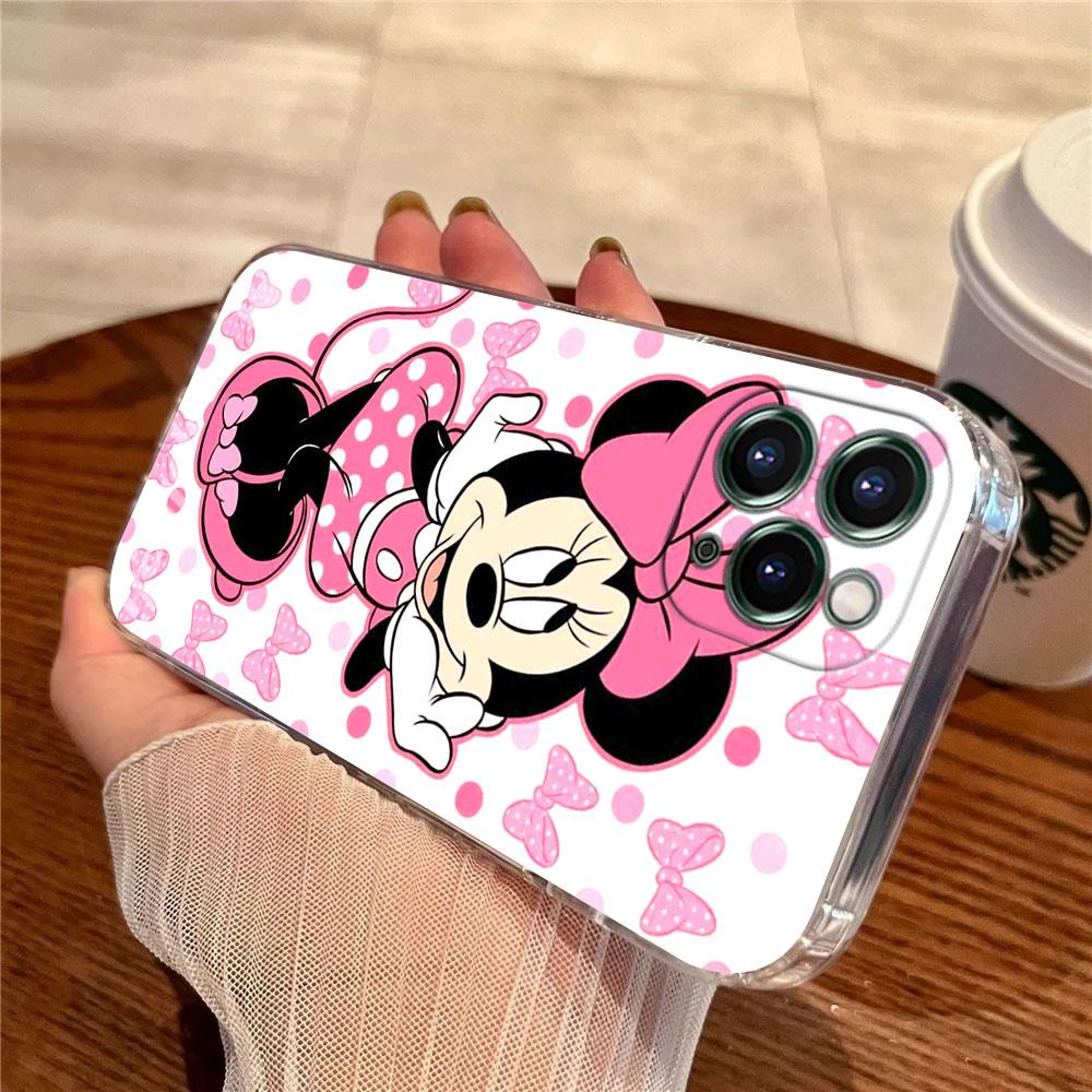 Cartoon Minnie Mouse Transparent Phone Case For iPhone 17 Pro Max 17E 11 12 13 14 15 16 Pro Max Plus 17 Air 16E 7 X Disney Cover