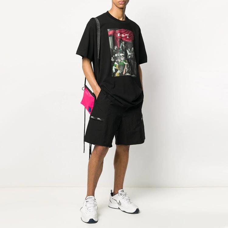 Off-White Caravaggio Painting Pattern Solid Color Short Sleeve Loose Fit Black Men's OMAA038E20JER0051010