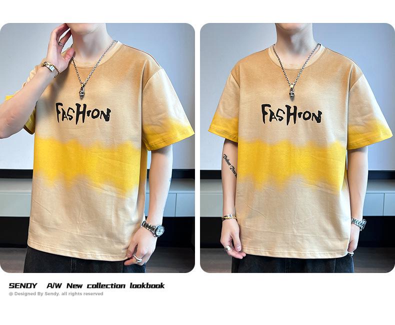 Men's 2024 Summer Trendy Round Neck Pure Cotton Short-Sleeve T-Shirt with Print