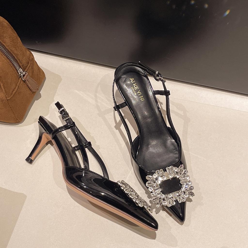 Fashion New 2025 Fashion Women High Heel Sandals Pointed Toe Rhinestone Decorated Pointed Toe Sandals Women Elegant Ladies Shoes