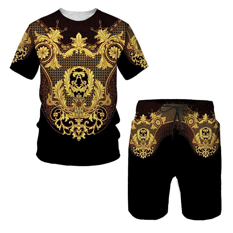 2025 Sommermode T-Shirt Set Tägliche Outdoor-Strandshorts Herren Kurzarm T-Shirt und Shorts Set Sommer 3D Gedruckt