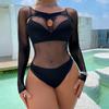 Sexy underwear bikini hip wrap three-point long-sleeved tights net onesie
