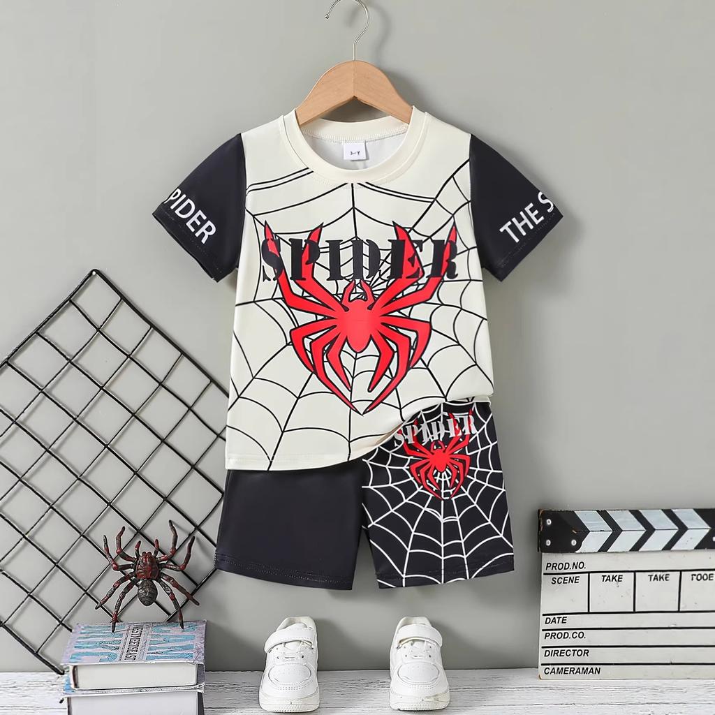 Summer New Casual D Printing Short-sleeved Suit Y Children's Suit Cartoon Letter New