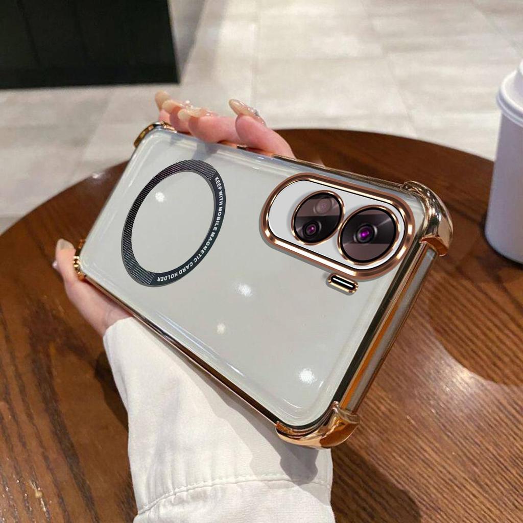 Case for HONOR 90 lite Clear Magnetic Casing Electroplated Lens Frame Phone Cover