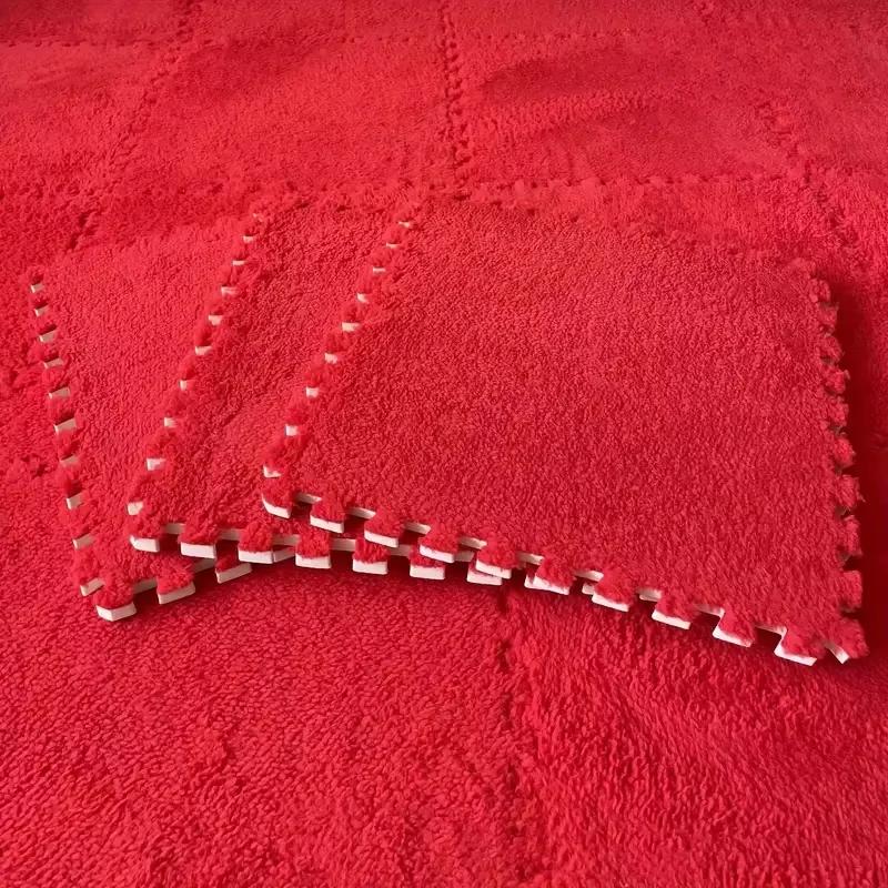 30x30cm EVA Foam Plush Interlocking Floor Mat Soft Carpet Tiles Play Mat Non-Slip Puzzle Rug for Home Living Room