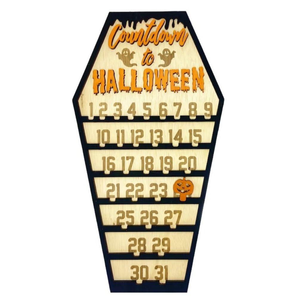 Rectangle Halloween Countdown Calendar Wooden Wooden  Calendar Ornaments  Haunted House