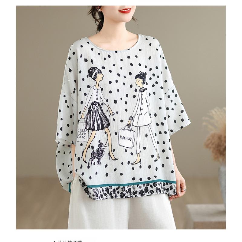 DIMANAF 2026 Plus Size New T-Shirt Tees Women Print Loose Casual Casual Lady Tops Shirts Oversize Summer